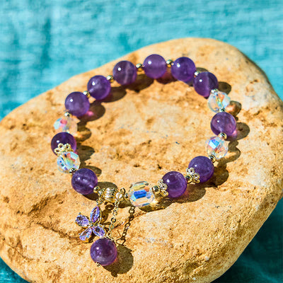 Foviel Natürliche Amethyst Kristall Spirituelle Schmetterling Charm Armband