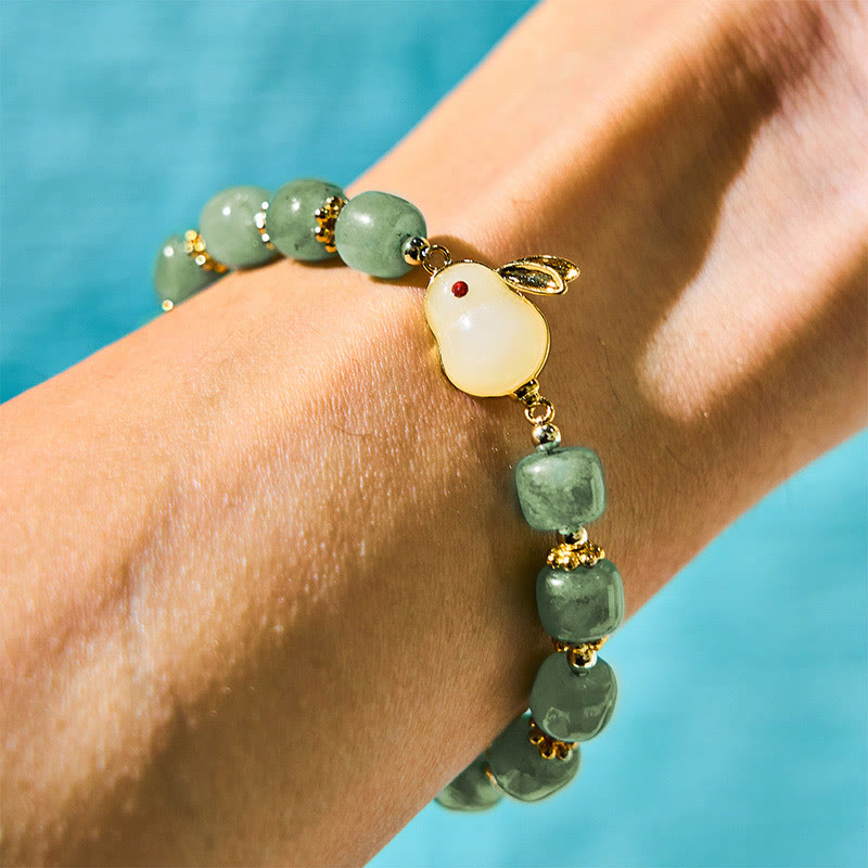 Foviel Year of the Rabbit Natural Green Aventurine Luck Bead Bracelet