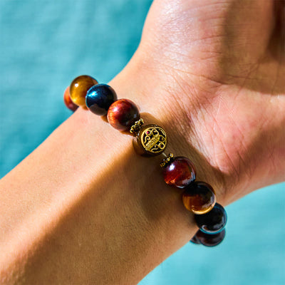 Foviel Tiger Augenstein Perlen Schutz Mut Armband