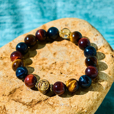 Foviel Tiger Augenstein Perlen Schutz Mut Armband