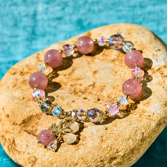 Foviel Natürliche Erdbeerquarz Schmetterling spirituell Armband
