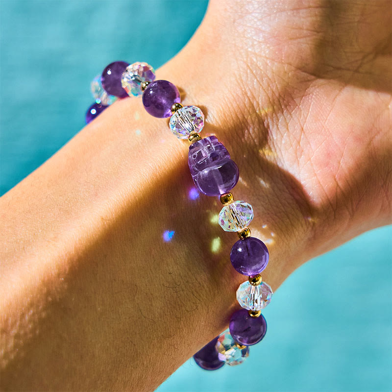 Foviel Natural Amethyst Pixiu Crystal Balance Bracelet