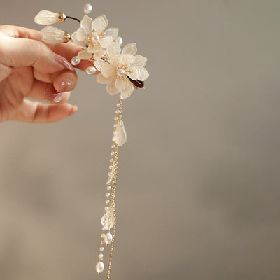 Foviel Classical Magnolia Tassel Side Hair Clip