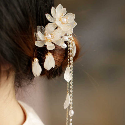 Foviel Classical Magnolia Tassel Side Hair Clip