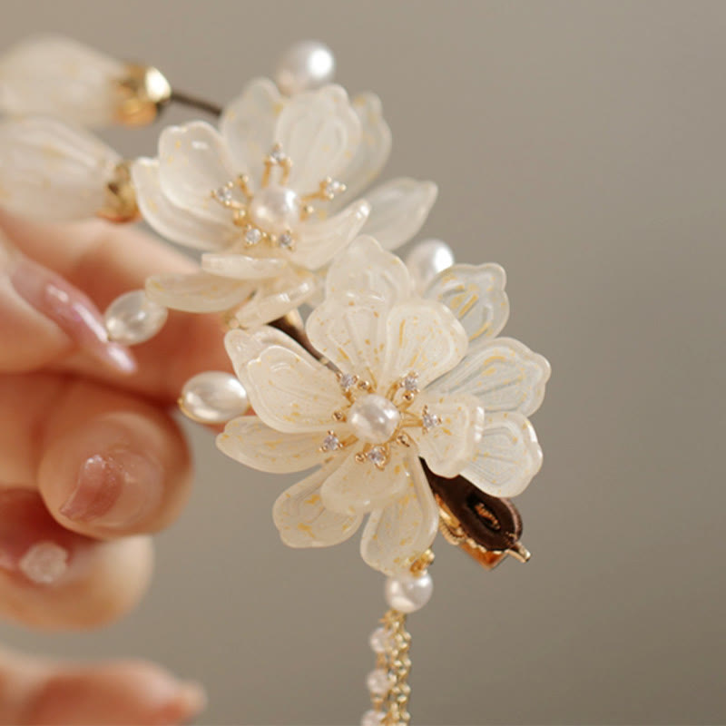 Foviel Classical Magnolia Tassel Side Hair Clip