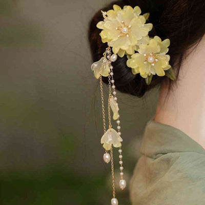 Foviel Classical Magnolia Tassel Side Hair Clip
