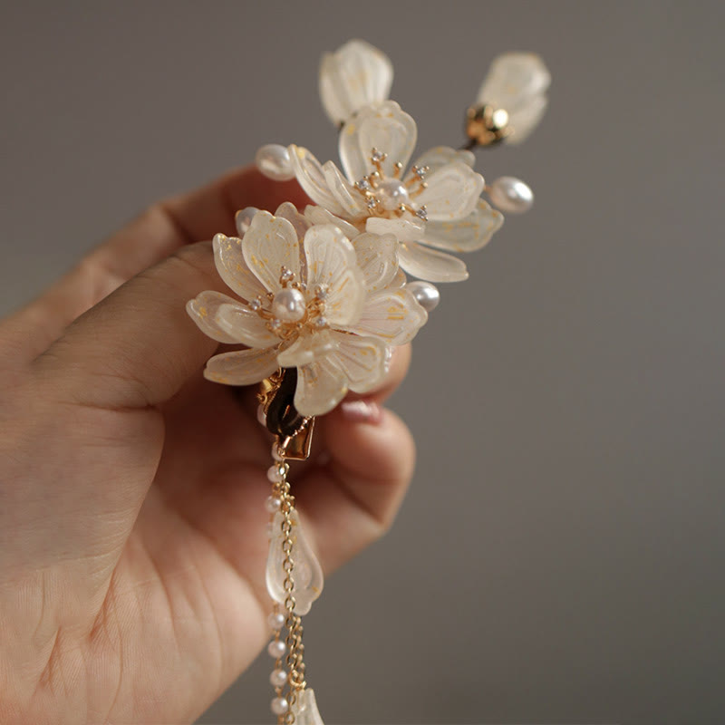 Foviel Classical Magnolia Tassel Side Hair Clip