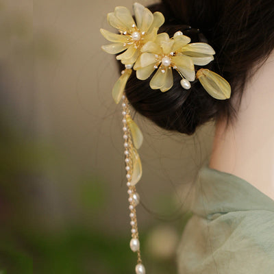 Foviel Classical Magnolia Tassel Side Hair Clip
