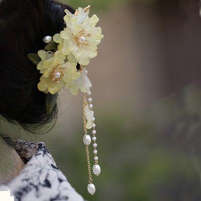 Foviel Classical Magnolia Tassel Side Hair Clip