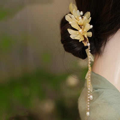 Foviel Classical Magnolia Tassel Side Hair Clip