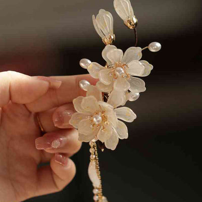 Foviel Classical Magnolia Tassel Side Hair Clip