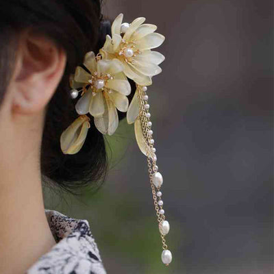 Foviel Classical Magnolia Tassel Side Hair Clip