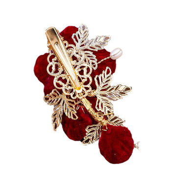 Foviel Vintage Red Camellia Seite Haarclip
