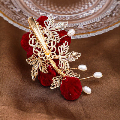 Foviel Vintage Red Camellia Seite Haarclip