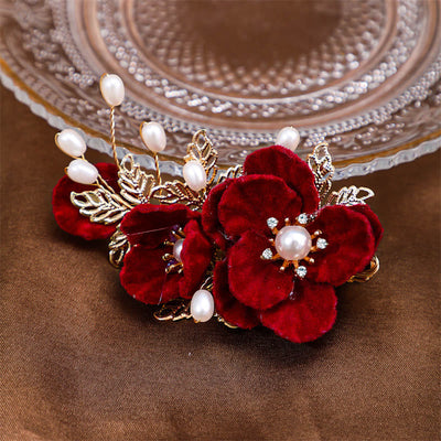 Foviel Vintage Red Camellia Seite Haarclip