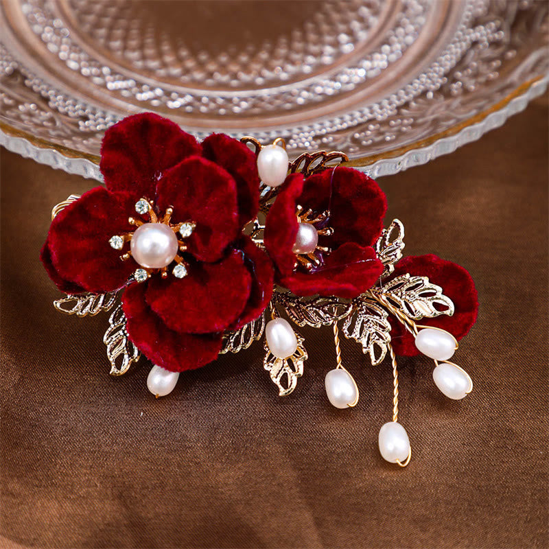 Foviel Vintage Red Camellia Seite Haarclip