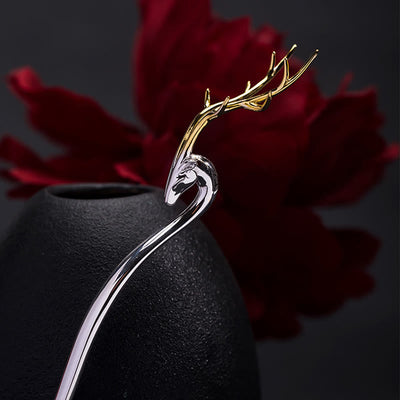 Foviel 925 Sterling Silber Hirsch Antler Schutz Haarnadel