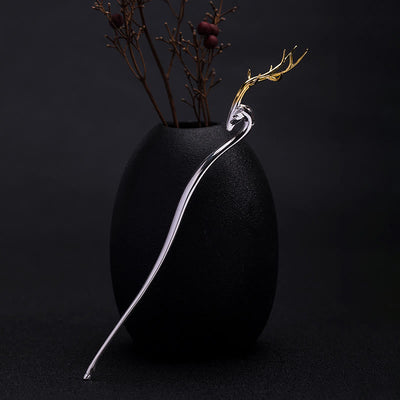 Foviel 925 Sterling Silber Hirsch Antler Schutz Haarnadel