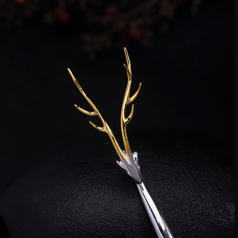 Foviel 925 Sterling Silber Hirsch Antler Schutz Haarnadel