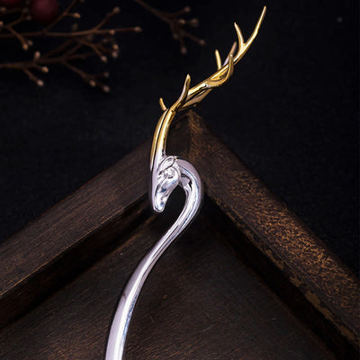 Foviel 925 Sterling Silber Hirsch Antler Schutz Haarnadel