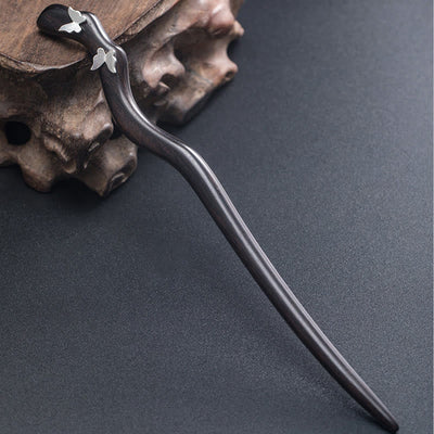 Foviel 925 Sterling Silver Classical Chinese Style Ebony Butterfly Relax Hairpin