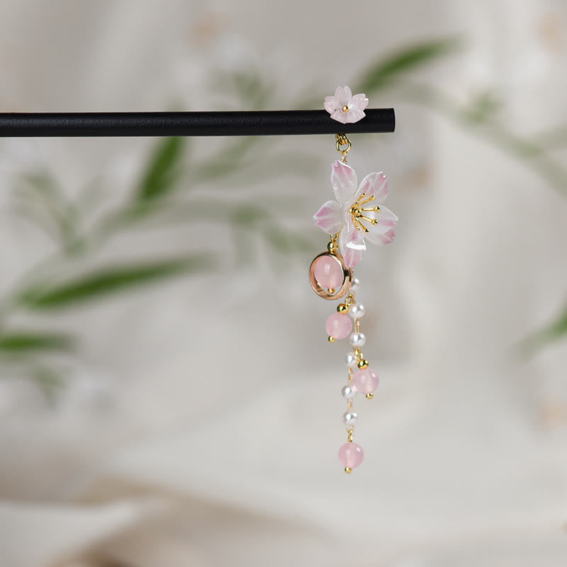 Épingle à cheveux en bois à pampille fleur de poirier, style artistique Foviel
