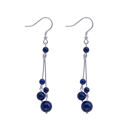 Buddha Stones 925 Sterling Silver Lazurite Beads Serenity Drop Earrings - image 8