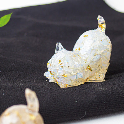 Buddha Stones Stretching Cat Resin Crystal Gravel Meditation Decoration - Opal - 4.5*3*4.2cm - image 34