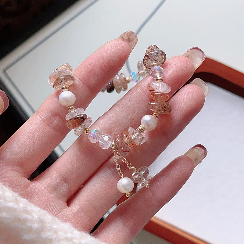 Foviel Natural Super Seven Crystal Irregular Small Pieces Positive Bracelet
