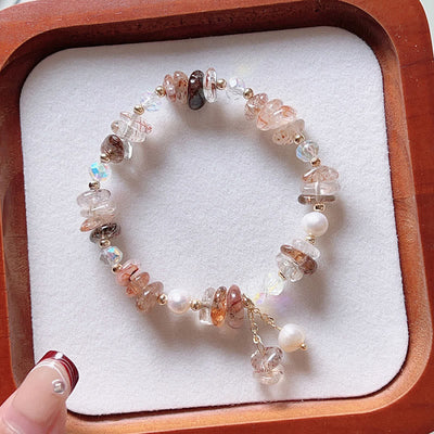 Foviel Natural Super Seven Crystal Irregular Small Pieces Positive Bracelet