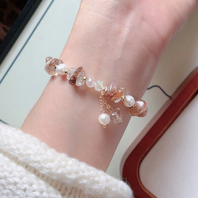 Foviel Natural Super Seven Crystal Irregular Small Pieces Positive Bracelet