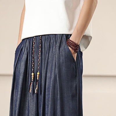 Buddha Stones Spring Solid Color Drawstring Men's Wide Leg Pants With Pockets - image 41
