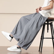 Foviel Spring Solid Color Drawstring Men's Wide Leg Pants With Pockets