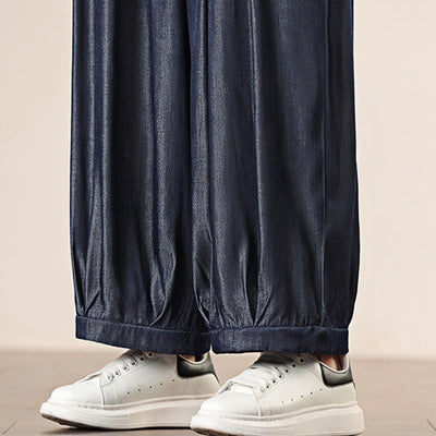 Buddha Stones Spring Solid Color Drawstring Men's Wide Leg Pants With Pockets - image 42