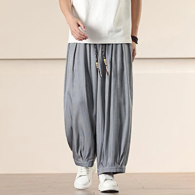 Buddha Stones Spring Solid Color Drawstring Men's Wide Leg Pants With Pockets - image 12