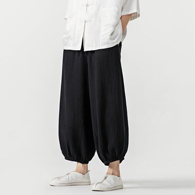 Buddha Stones Soft Solid Color Drawstring Cotton Men's Pants With Pockets - image 19