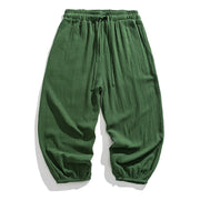 Foviel Soft Solid Color Drawstring Cotton Men's Pants With Pockets