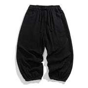 Foviel Soft Solid Color Drawstring Cotton Men's Pants With Pockets