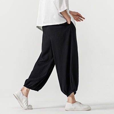 Buddha Stones Soft Solid Color Drawstring Cotton Men's Pants With Pockets - image 16