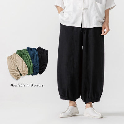 Buddha Stones Soft Solid Color Drawstring Cotton Men's Pants With Pockets - image 22
