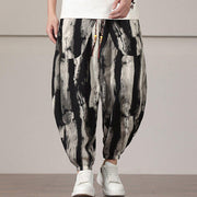 Foviel Stripe Pattern Drawstring Men's Harem Pants With Pockets