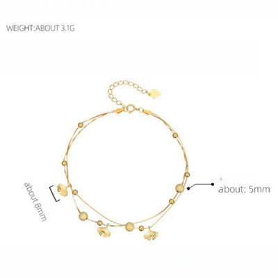 Foviel 925 Sterling Silber Ginkgo Blatt doppelter Schichtschutz Anklet