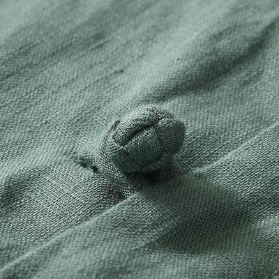 Buddha Stones Daily Frog-Button Stand Collar Short Sleeve Linen Men's Shirt - image 20