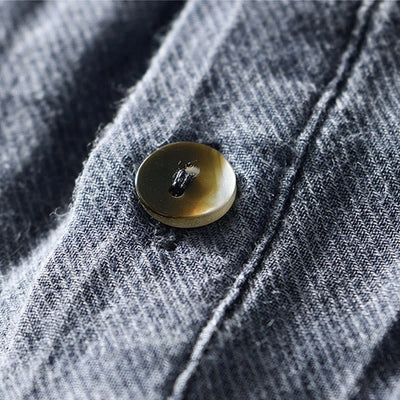 Buddha Stones Causal Plain Lapel Ramie Linen Half Button Men's Shirt - image 18