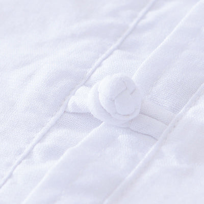 Buddha Stones Soft Plain Frog-button Crew Neck Cotton Linen Half Button Men's Shirt - image 17