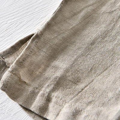 Chemise homme Foviel à manches courtes, col à revers, en lin, demi-boutonnée, au design simple