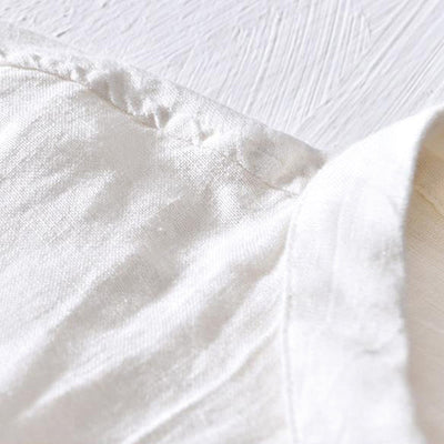Chemise homme Foviel à manches courtes, col à revers, en lin, demi-boutonnée, au design simple