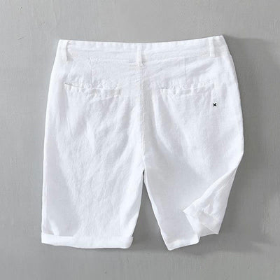 Buddha Stones Solid Color Drawstring Linen Men's Shorts With Pockets - image 4