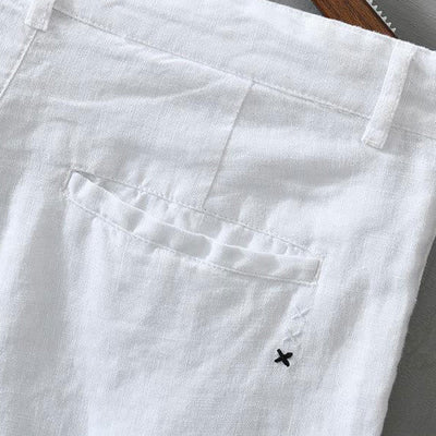 Buddha Stones Solid Color Drawstring Linen Men's Shorts With Pockets - image 10