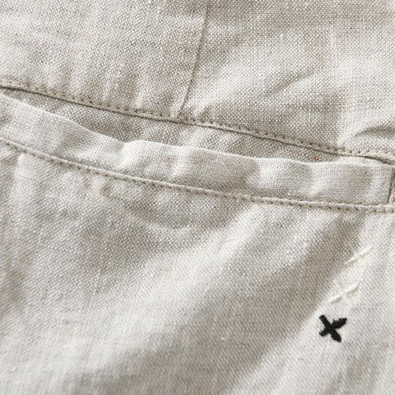 Buddha Stones Solid Color Drawstring Linen Men's Shorts With Pockets - image 13